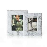 Home Decoration marble pattern leather with foil print photo frame work set of 2