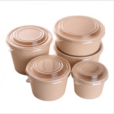 Custom printed disposable take away hot soup bowls,kraft paper soup cup with paper Lid