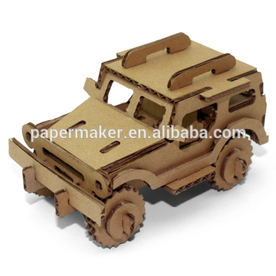 2016 wholesale eco-friendly diy 3d jeep corrugated cardboard paper