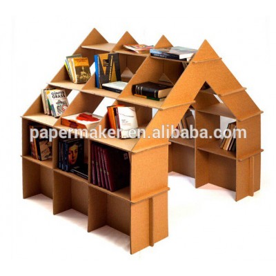 OEM eco-friendly corrugated cardboard paper bookcase