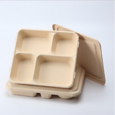 Food Grade Biodegradable Disposable Sugarcane Bagasse Bowl With Lid